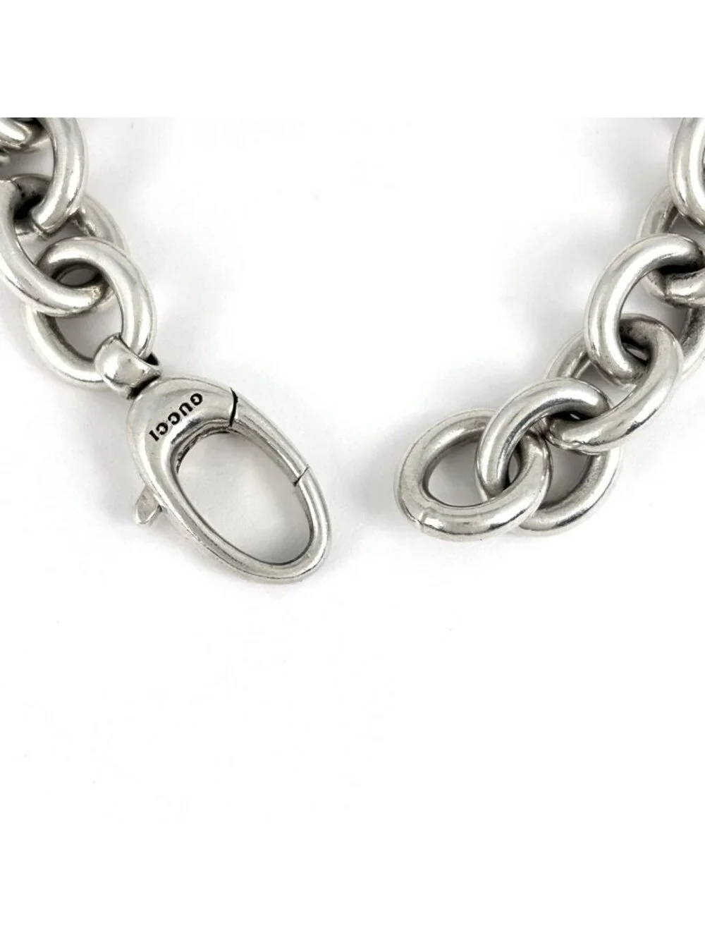 Gucci Dog Tag Chain Bracelet Plate Logo 925 Sterling Silver